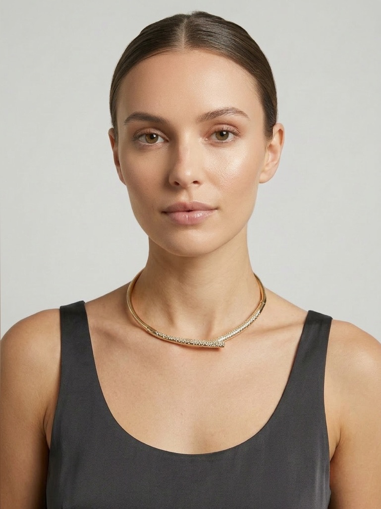 800 House Of Harlow Gold Pav Torque Necklace 55$